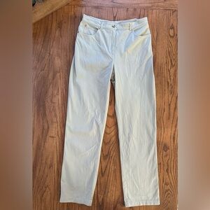 St. John Sport by Marie Gray Pants Light Mint Green Gold Button Size 8 Casual
